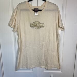 Harley‑Davidson Cream Short Sleeve T‑Shirt Size 2XL Graphic Motorcycle Tee